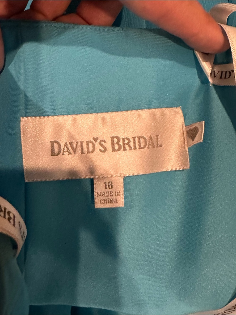 David's Bridal Strapless Malibu Blue Dress with Pleated Bodice - Picture 3 of 4